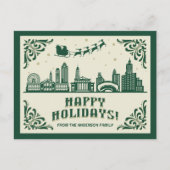 シカゴ, ILスカイラインハッピーホリデー シーズンポストカード (正面)
