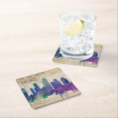 シカゴ、IL |の水彩画都市スカイライン スクエアペーパーコースター (インサイチュ)