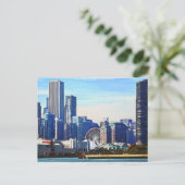 シカゴ IL - シカゴのスカイラインとネイビーピア ポストカード (スタンド正面)