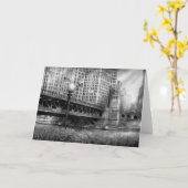 シカゴ、IL - 1920年に造られるDuSable橋- BW カード (黄色い花)