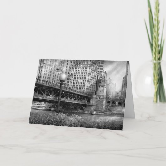 シカゴ、IL - 1920年に造られるDuSable橋- BW カード (正面)