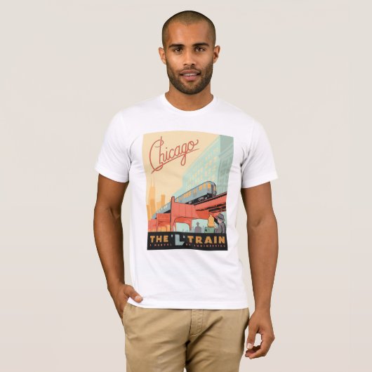 シカゴ, IL - 'L'トレイン Tシャツ (正面フル)