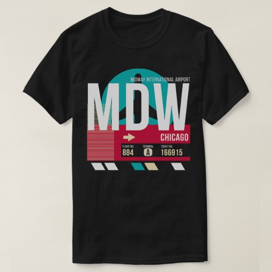シカゴ MDW 空港コード スーツケースタグ E Tシャツ (デザイン正面)