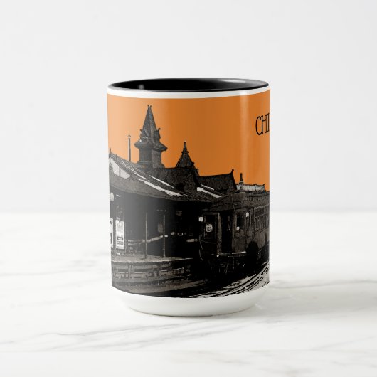 シカゴCTA TRain at Station 1950ヴィンテージ写真 マグカップ (中央)