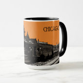 シカゴCTA TRain at Station 1950ヴィンテージ写真 マグカップ (正面右)