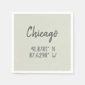 シカゴGPS座標経緯度 スタンダードカクテルナプキン (正面)