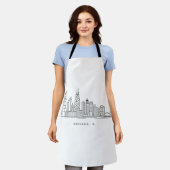 シカゴIL市街地イラストレーション エプロン (着用した状態)