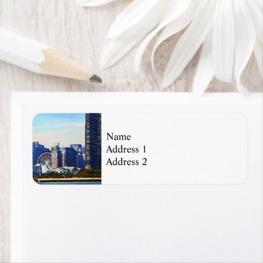 シカゴIL – シカゴスカイラインとネイビーピア ラベル (インサイチュ)