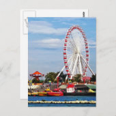 シカゴIL – フェリスホイールアットネイビーピア ポストカード (正面/裏面)
