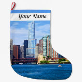 シカゴIL – ミシガン湖からのビュー ラージクリスマスストッキング (正面)