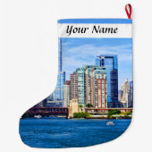 シカゴIL – ミシガン湖からのビュー ラージクリスマスストッキング (裏面)