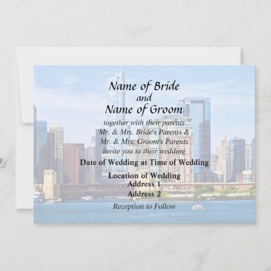 シカゴIL – ミシガン湖からのビュー 招待状 (正面)
