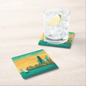 シカゴIL – レイク楽しむフロント スクエアペーパーコースター (インサイチュ)