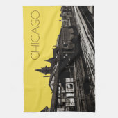 シカゴL 1950水彩画セピア写真地下鉄 キッチンタオル (縦)