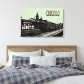 シカゴL 1950水彩画セピア写真地下鉄 キャンバスプリント (インサイチュ (寝室))