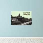 シカゴL 1950水彩画セピア写真地下鉄 キャンバスプリント (インサイチュ (ウッドフロア))