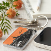 シカゴL 1950水彩画セピア写真地下鉄 キーホルダー (正面右)