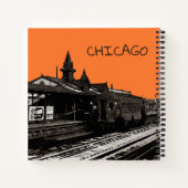 シカゴL 1950水彩画セピア写真地下鉄 ノートブック (裏面)