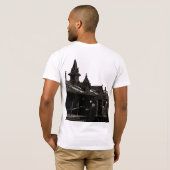 シカゴL 1950水彩画セピア写真地下鉄 Tシャツ (裏面フル)