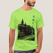 シカゴL 1950水彩画セピア写真地下鉄 Tシャツ (正面)