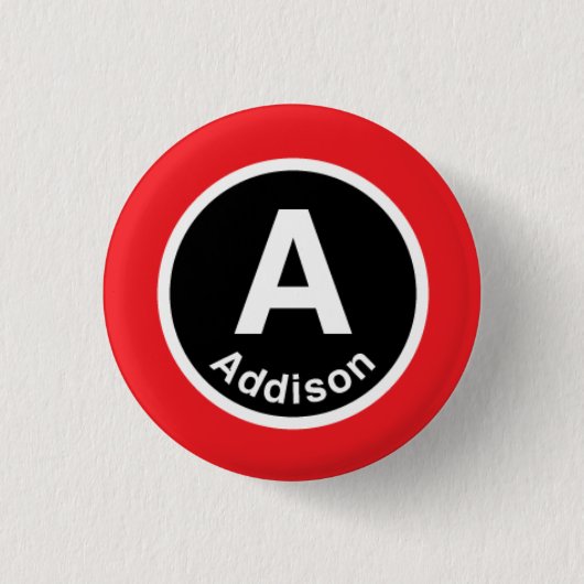 シカゴL Addisonの赤線 缶バッジ (正面)