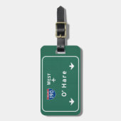 シカゴO'Hare空港I-190 W州連帯のイリノイ ラゲッジタグ (正面縦)