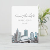 シカゴSave the Date Downtown Chicago 結婚's 招待状 (スタンド正面)