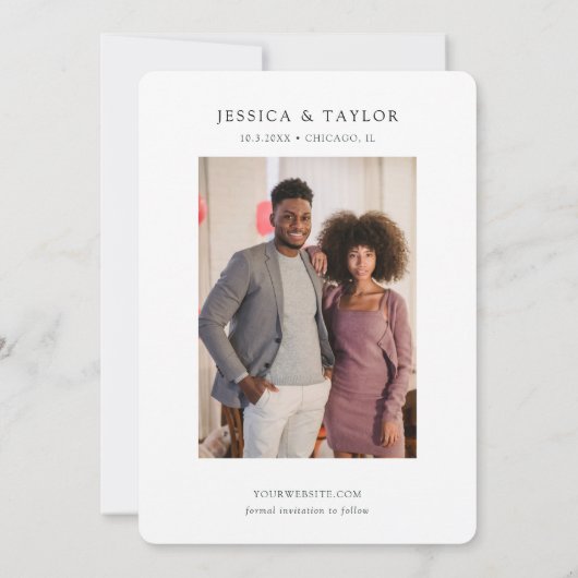 シカゴSave the Date Downtown Chicago 結婚's 招待状 (裏面)