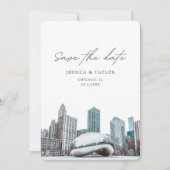 シカゴSave the Date Downtown Chicago 結婚's 招待状 (正面)