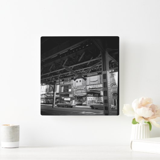 シカゴWabashの道の5月1961日の中央カメラ車 スクエア壁時計 (ホーム)