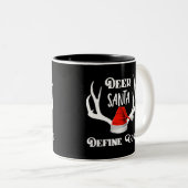 シカサンタはよいクリスマスの狩りの(雄ジカの)枝角を定義します ツートーンマグカップ (正面右)