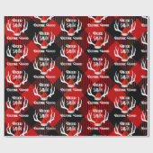 シカサンタはよいクリスマスの狩りの(雄ジカの)枝角を定義します ラッピングペーパー (フラット)