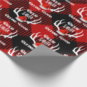 シカサンタはよいクリスマスの狩りの(雄ジカの)枝角を定義します ラッピングペーパー (角)