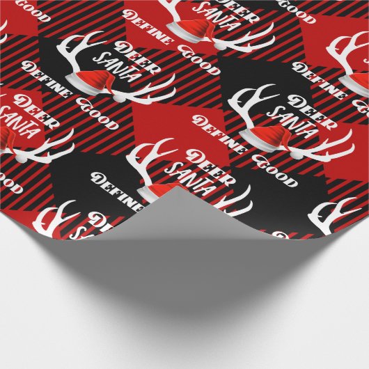シカサンタはよいクリスマスの狩りの(雄ジカの)枝角を定義します ラッピングペーパー (角)