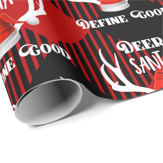 シカサンタはよいクリスマスの狩りの(雄ジカの)枝角を定義します ラッピングペーパー (ロールコーナー)