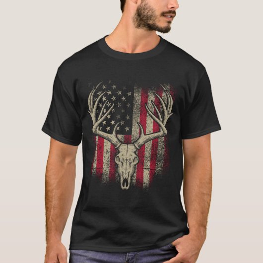 シカスカルハンターアメリカンフラグディア狩りUSA Tシャツ (正面)