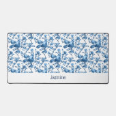 シカスタマイズエレガントックヴィンテージブルーバラフローラ デスクマット (正面)