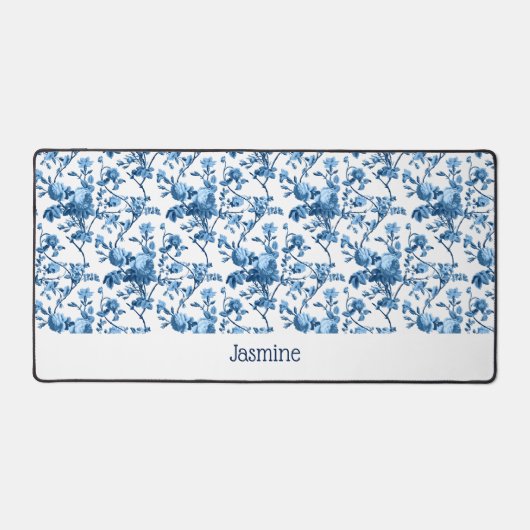 シカスタマイズエレガントックヴィンテージブルーバラフローラ デスクマット (正面)