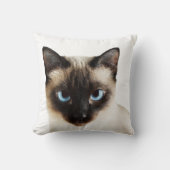 シカスタムアメスキャット顔ホームデコールホワイトテンプレート クッション (正面)