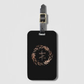 シカスタムックバラエレガント金ゴールドブラックモノグラム名 ラゲッジタグ (正面縦)