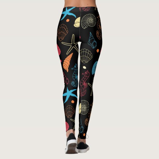 シカスタムモダンウマ、ヒトデ、貝殻の模様。 レギンス (裏面)