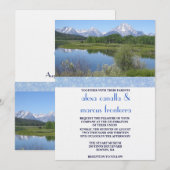 シカスタムーン結婚式招待状（ブルーリボン付き） 招待状 (正面/裏面)