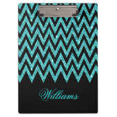 シカッコいいェブロンジグコックブルーフェイクグリッター クリップボード (正面)