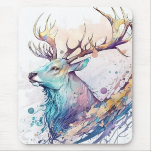 シカポートレート動物絵を描野生生物林 マウスパッド