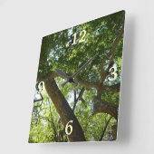 シカモアツリーグリーン自然 スクエア壁時計 (傾斜)