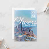 シカモダンゴエレガントシティスカイライングリーティングカード カード (正面/裏面インサイチュ)