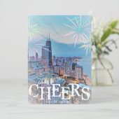 シカモダンゴエレガントシティスカイライングリーティングカード カード (スタンド正面)