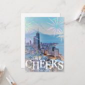 シカモダンゴエレガントシティスカイライングリーティングカード カード (正面/裏面インサイチュ)