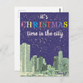 シカモダンゴエレガントシティスカイライングリーティングカード ポストカード (正面/裏面)