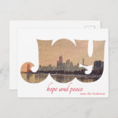 シカモダンゴエレガントシティスカイライングリーティングカード ポストカード (正面/裏面)